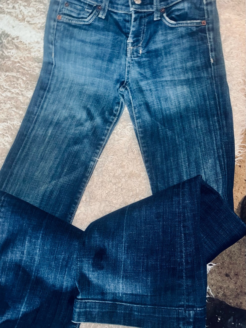 7 For All Mankind Women's Boot Cut Jeans in Blue Denim